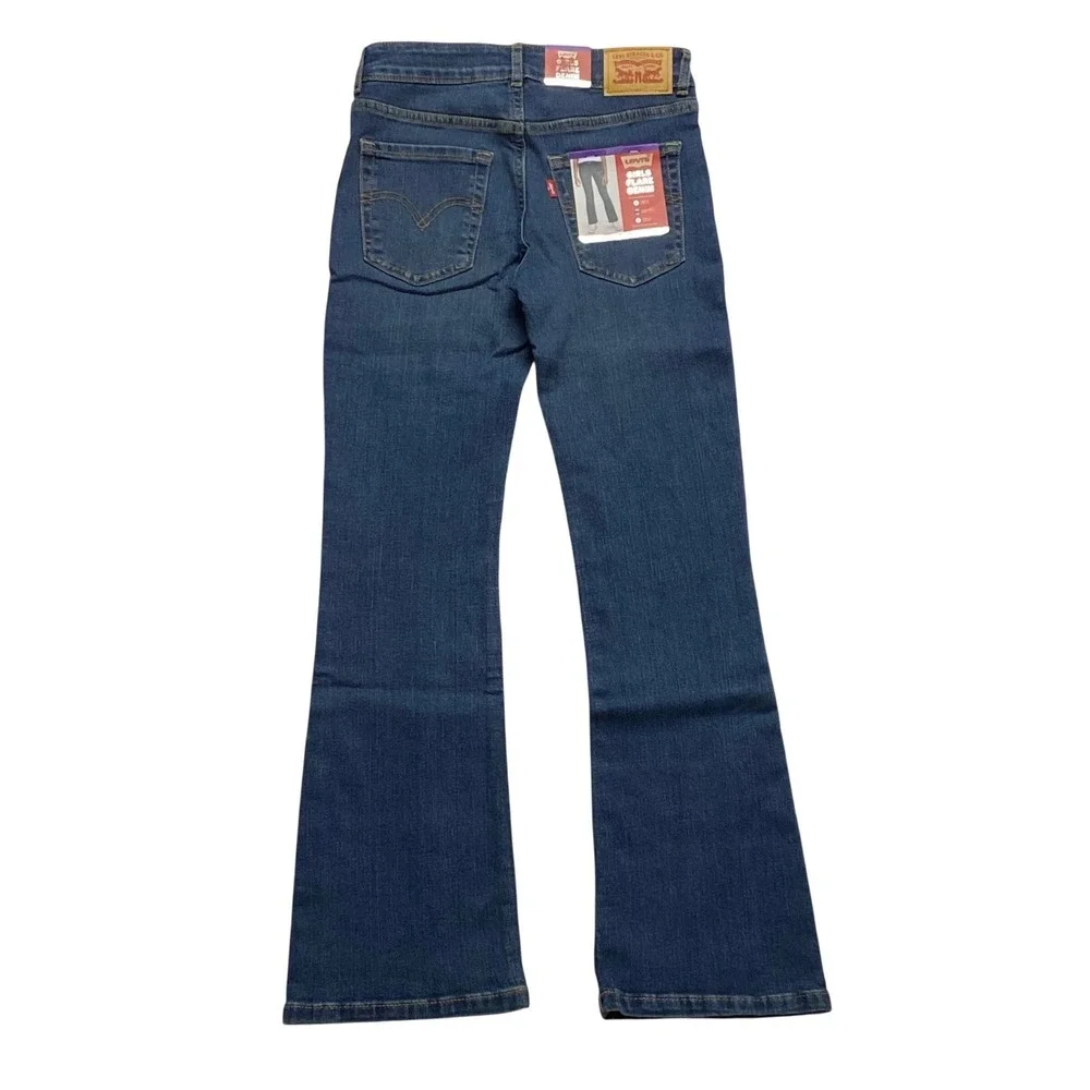Levis Girls Flare Denim Dark Wash Adjustable Waist Stretch Jeans Size 12‎ NWT